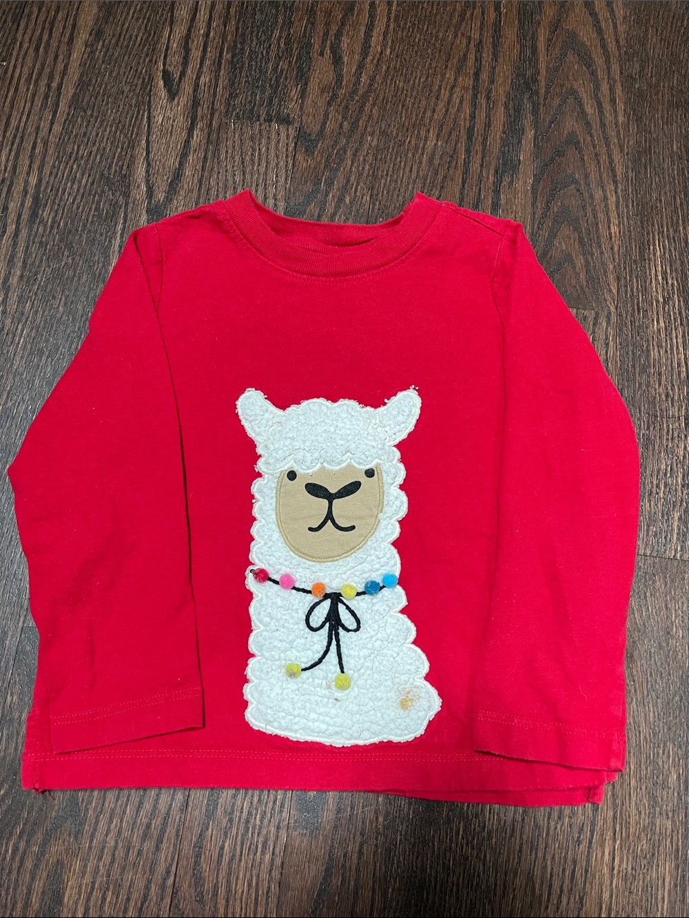 Hanna Andersson Red Long-Sleeve Top with Llama Appliqué 100 CM US 4